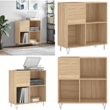 Mobile Porta Dischi Rovere Sonoma 84,5x38x89 Legno Multistrato - Mobile per giradischi - Mobile in legno multistrato