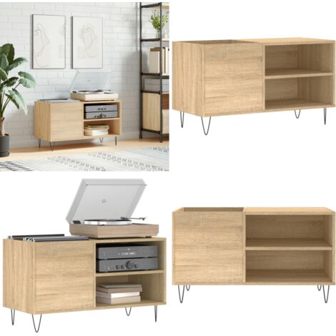 Mobile Porta Dischi Rovere Sonoma 85x38x48 cm Legno Multistrato - Ripostiglio per dischi - Mobile per giradischi