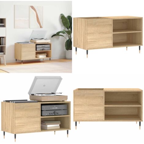 Mobile Porta Dischi Rovere Sonoma 85x38x48 cm Legno Multistrato - Ripostiglio per dischi - Mobile per giradischi