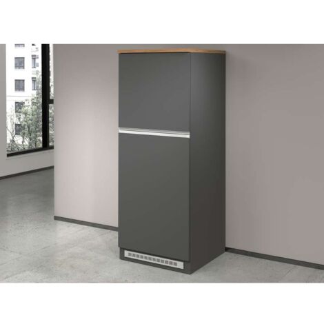 Mobile Porta frigo con 2 ripiani 60X60X164,5cm - NAUTILUS - Colore: Antracite-Rovere Wotan