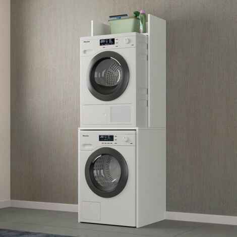 INBAGNO Mobile porta lavatrice e asciugatrice con rialzo in legno bianco