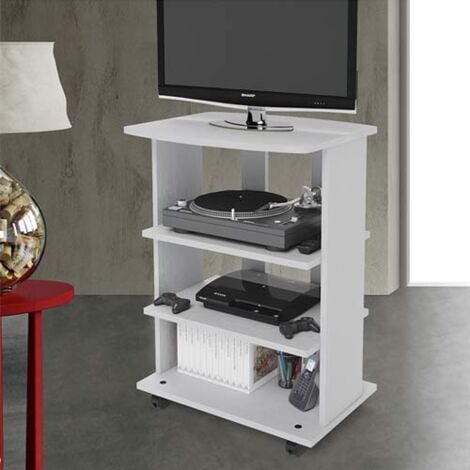 Mobile porta Pc e stampante in legno bianco. Carrello