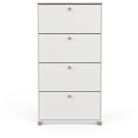 Mobile porta scarpe 4 ante decoro quercia kronberg e bianco - L80,8 cm