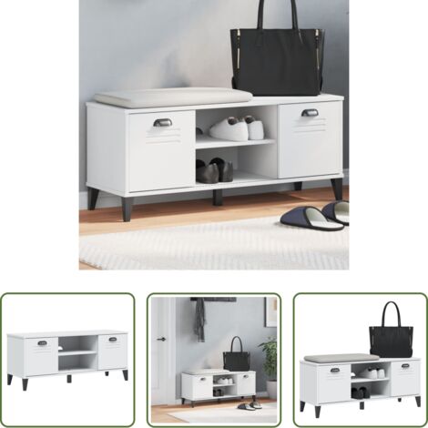 Mobile porta scarpe -  Panca Portascarpe VIKEN Bianca 106x35x45 cm Legno Multistrato