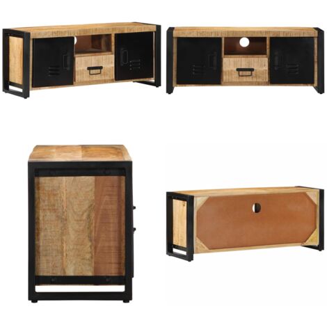 Mobile Porta TV 100x30x40 cm in Legno Massello di Mango Grezzo - TV Stand - Mobile in legno mango