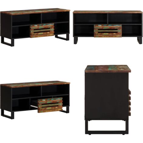 Mobile Porta TV 100x34x46 cm in Legno Massello di Acacia - Mobile TV Industriale - Mobile TV con Cassetto