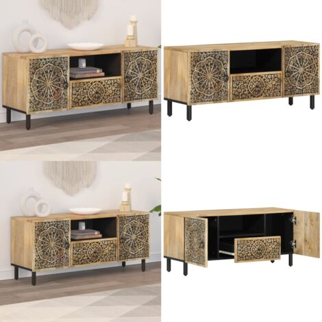Mobile Porta TV 105x33x46cm in Legno Massello di Mango - Arredamento in legno massello - Mobile per TV