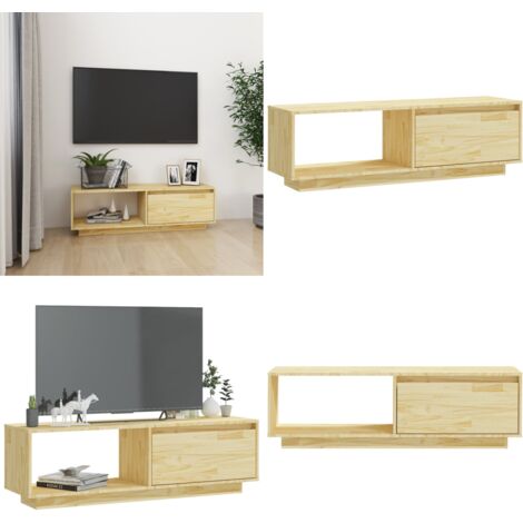 Mobile Porta TV 110x30x33,5 cm in Legno Massello di Pino - Armadio in legno - Armadio HiFi
