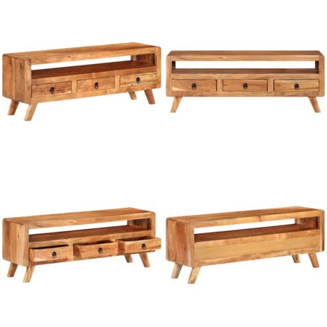 Mobile Porta TV 110x30x40 cm in Legno Massello di Acacia - Mobile TV Acacia - Mobile TV con cassetti
