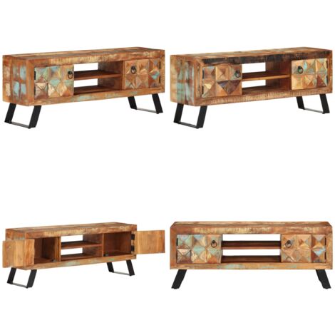 Mobile Porta TV 112x30x45 cm in Legno Massello di Recupero - Mobile TV retro - TV stand in legno massello