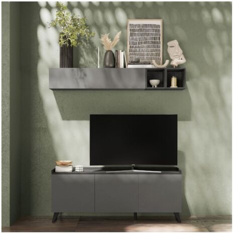 Mobile porta Tv 3 ante Polan 181x42x72h colore ardesia piombo