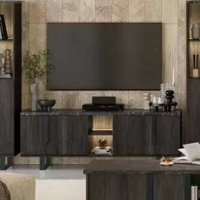 Mobile porta tv 4 ante palissandro nero Zaira 165x49x60h