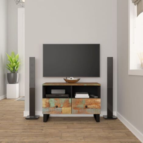 Mobile TV Elegante,Porta TV - Tavolino TV 80x33x46cm Legno Massello Mango e  Legno Multistrato -MC63711