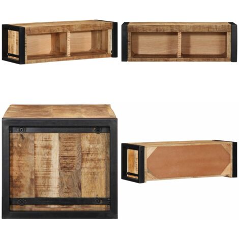 Mobile Porta TV 80x30x25 cm in Legno Massello di Mango Grezzo - Mobile TV con spazio per oggetti - Mobile TV da parete