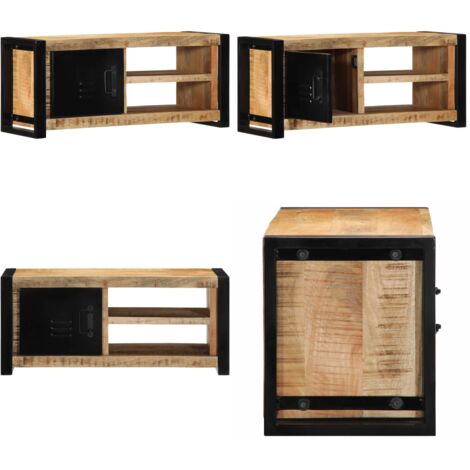 Mobile Porta TV 80x30x35 cm in Legno Massello di Mango Grezzo - TV Stand - Mobile in legno mango