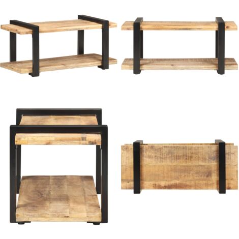 Mobile Porta TV 90x40x40 cm in Legno di Mango Grezzo - Mobile TV industriale - Tavolino da caffè