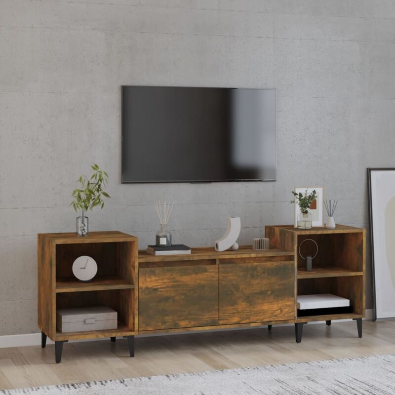 Mobile tv Rovere Fumo 160x35x55 cm in Legno Multistrato