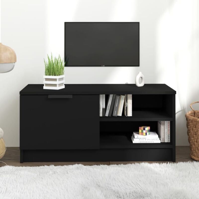 Jinlefu - Mobile Porta tv Nero 80x35x36,5 cm in Legno Multistrato