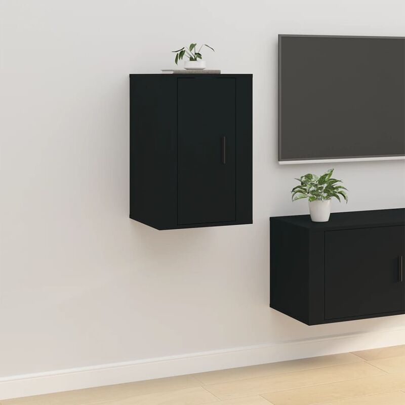 Jinlefu - vidaXL Mobile Porta tv a Parete Nero 40x34,5x60 cm