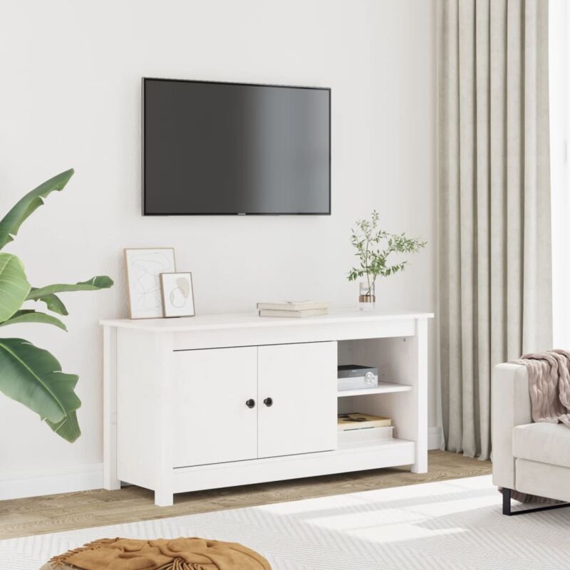 Mobile Porta tv, Armadietti per tv Bianco 103x36,5x52 cm in Legno Massello di Pino vidaXL