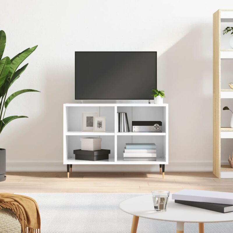 Mobile Porta tv, Armadietti per tv Bianco Lucido 69,5x30x50cm in Legno Multistrato vidaXL