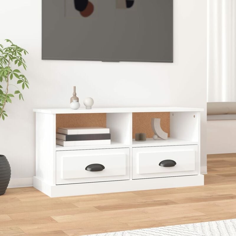 VidaXL Mobile Porta tv Bianco Lucido 93x35,5x45 cm Legno Multistrato