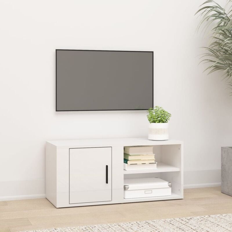 Mobile Porta tv, Armadietti per tv Bianco Lucido 80x31,5x36 cm Legno Multistrato vidaXL