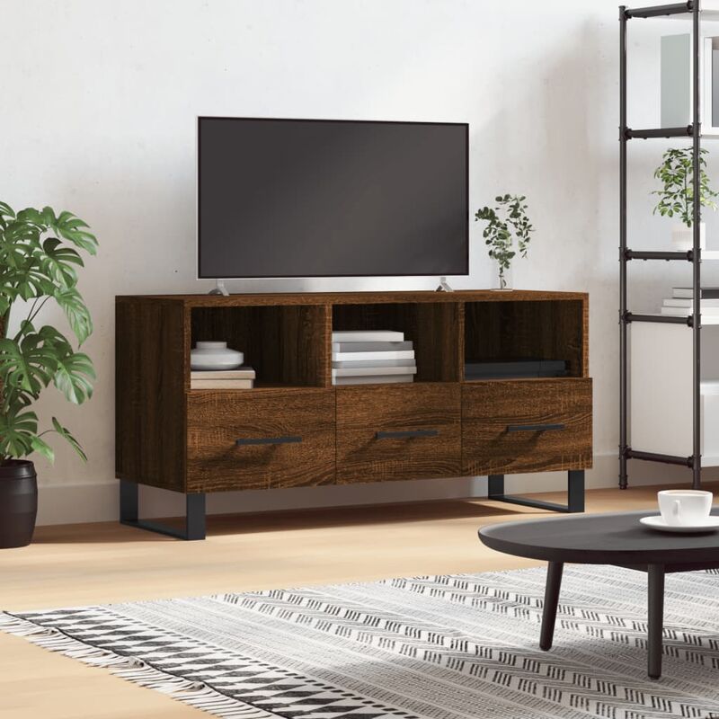 Mobile Porta tv, Armadietti per tv Rovere Marrone 102x36x50 cm in Legno Multistrato vidaXL