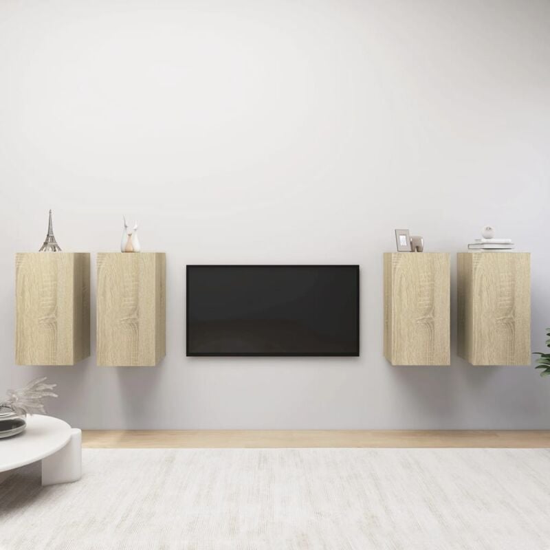 Mobili tv Rovere Sonoma 4 pz, Tavolino tv Per Salotto 30,5x30x60 cm in Truciolato vidaXL