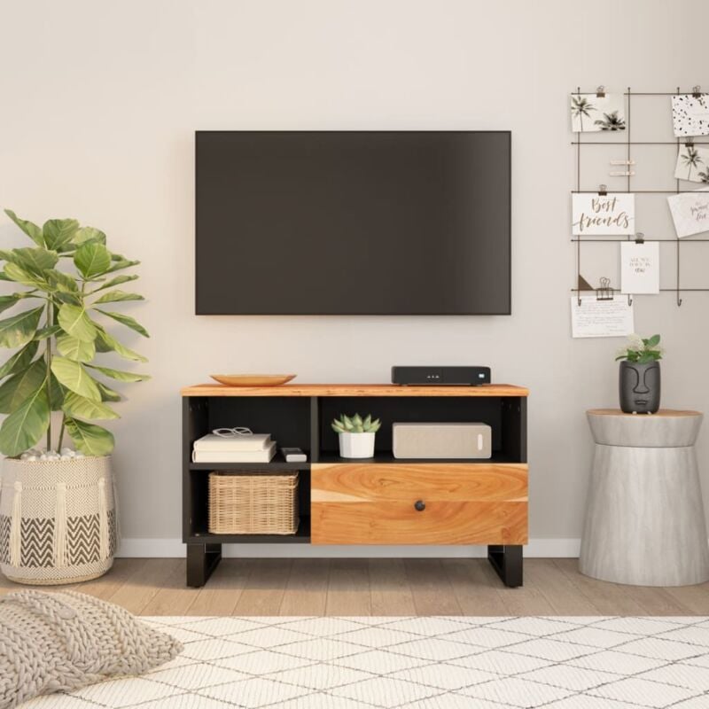 Maison du'Monde - Mobile tv 80x33x46cm Legno Massello Acacia e - Bruin