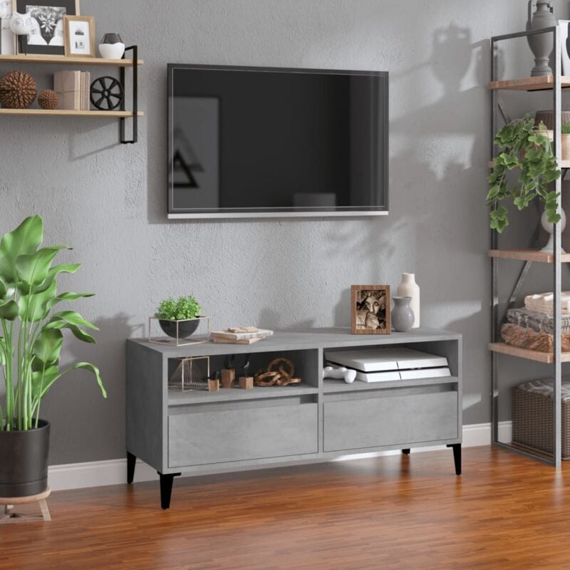 Maison du'Monde - Mobile per tv Grigio Cemento 100x34,5x44,5 cm - Grijs