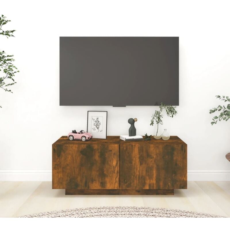 Maison du'Monde - Mobile tv Rovere Fumo 100x35x40 cm in Legno - Bruin