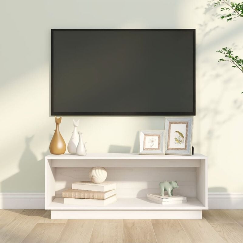 Maison du'Monde - Mobile Porta tv Bianco 90x35x35 cm in Legno - Wit