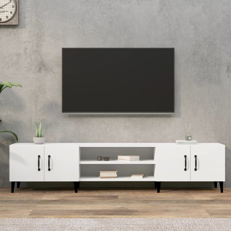 Maison du'Monde - Mobile Porta tv Bianco 180x31,5x40 cm in Legno - Wit