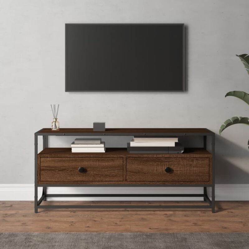 Maison du'Monde - Mobile Porta tv Rovere Marrone 100x35x45cm in - Bruin