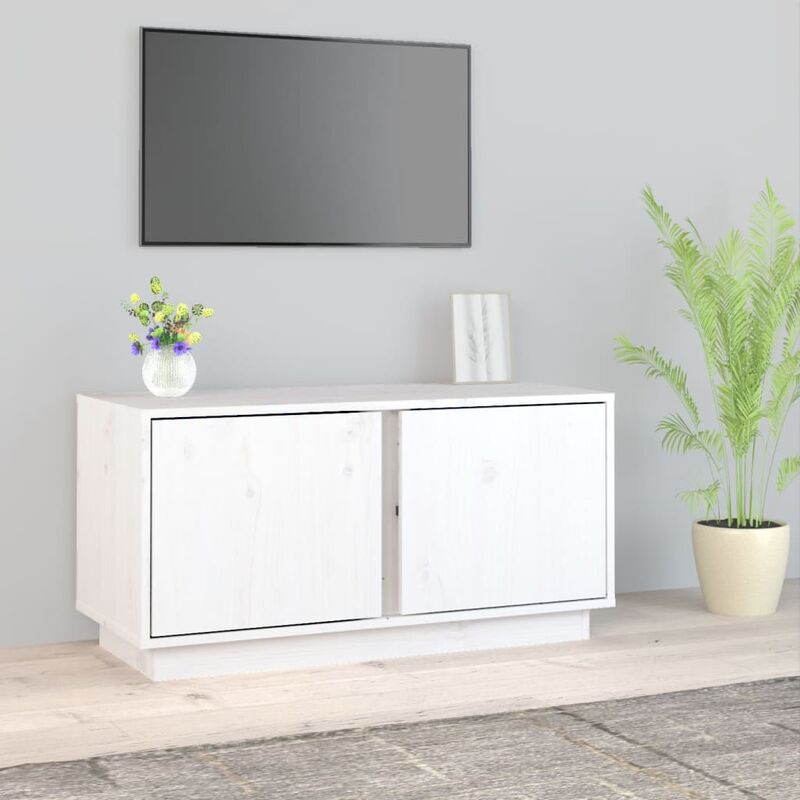 Maison du'Monde - Mobile Porta tv Bianco 80x35x40,5 cm in Legno - Wit