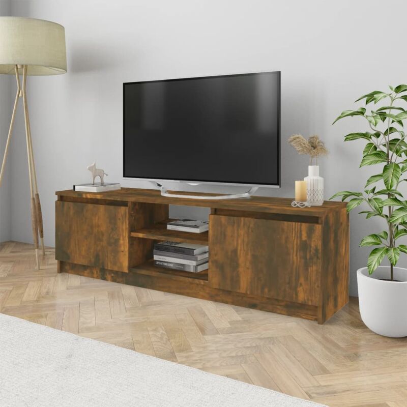 Maison du'Monde - Mobile tv Rovere Fumo 120x30x35,5 cm in Legno - Bruin