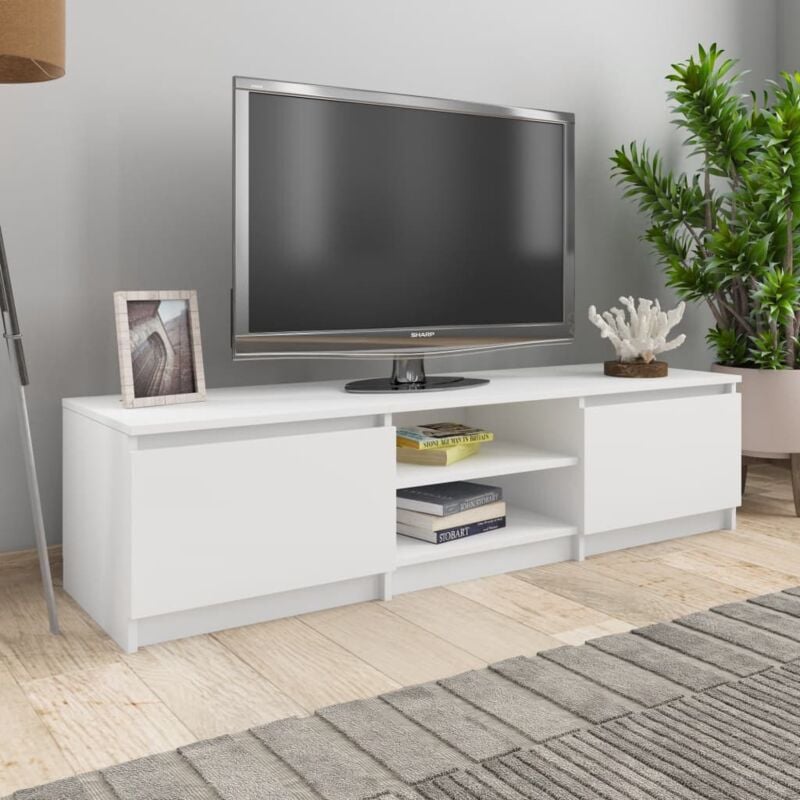 Maison du'Monde - Mobile Porta tv Bianco 140x40x35,5 cm in Legno - Wit