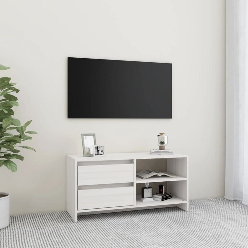 Maison du'Monde - Mobile Porta tv Bianco 80x31x39 cm in Legno - Wit