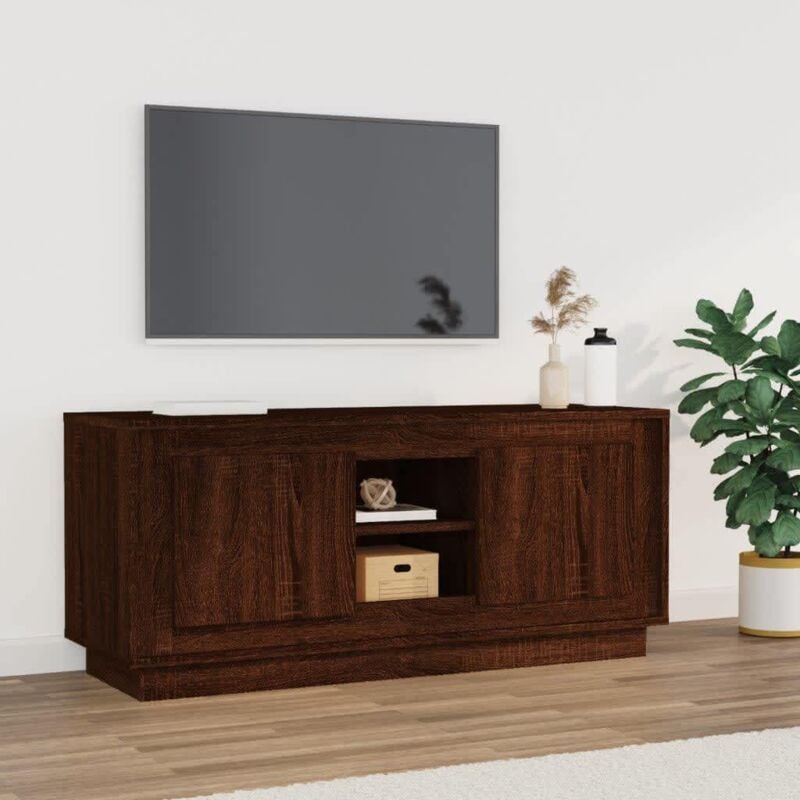 Maison du'Monde - Mobile tv Rovere Marrone 102x35x45 cm in Legno - Bruin