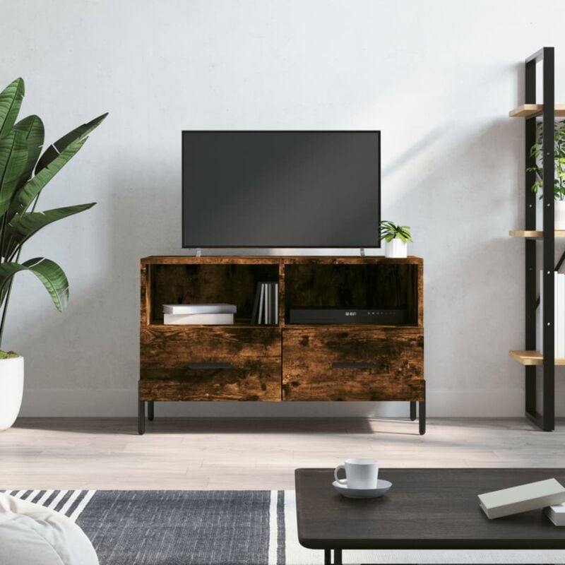 Furniture Limited - Mobile Porta TV Rovere Fumo 80x36x50 cm in