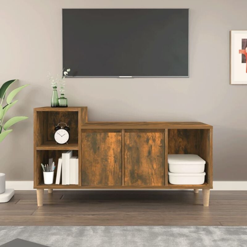 Furniture Limited - Mobile TV Rovere Fumo 100x35x55 cm in Legno