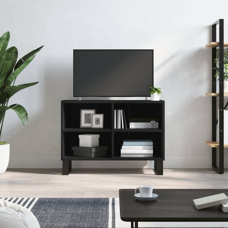 Maison du'Monde - Mobile Porta tv Nero 69,5x30x50 cm in Legno - Zwart