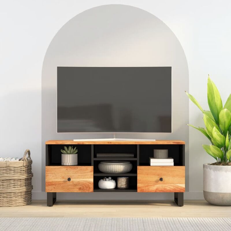 Maison du'Monde - Mobile tv 100x33x46cm Legno Massello Acacia e - Bruin