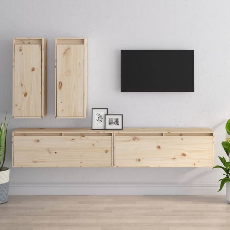 Furniture Limited - Mobili Porta tv 4 pz in Legno Massello di - Bruin