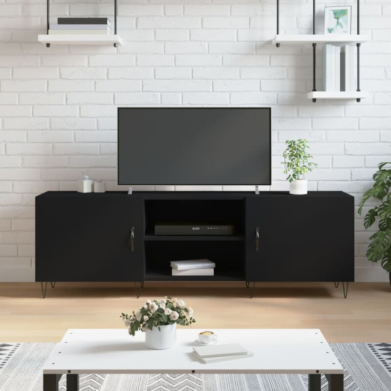 Furniture Limited - Mobile Porta tv Nero 150x30x50 cm in Legno - Zwart