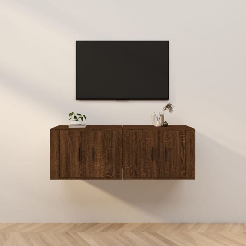 VidaXL Mobili Porta tv a Parete 2 pz Rovere Marrone 57x34,5x40 cm