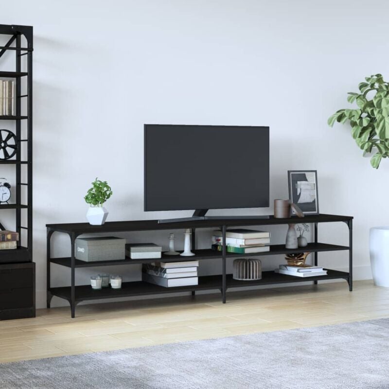 VidaXL Mobile Porta tv Nero 200x30x50cm in Legno Multistrato e Metallo