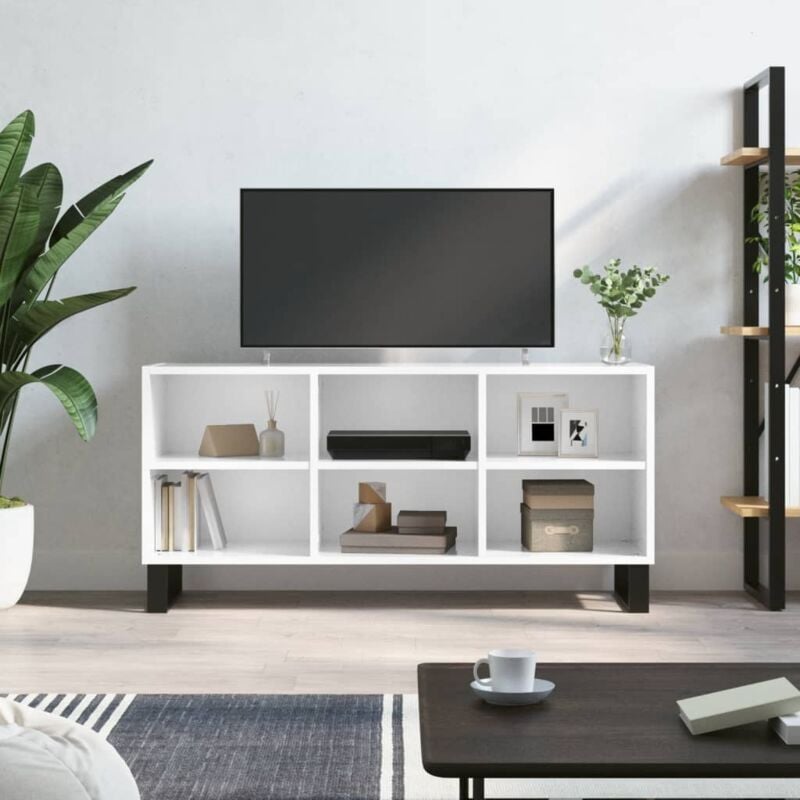 VidaXL Mobile Porta tv Bianco Lucido 103,5x30x50 cm Legno Multistrato