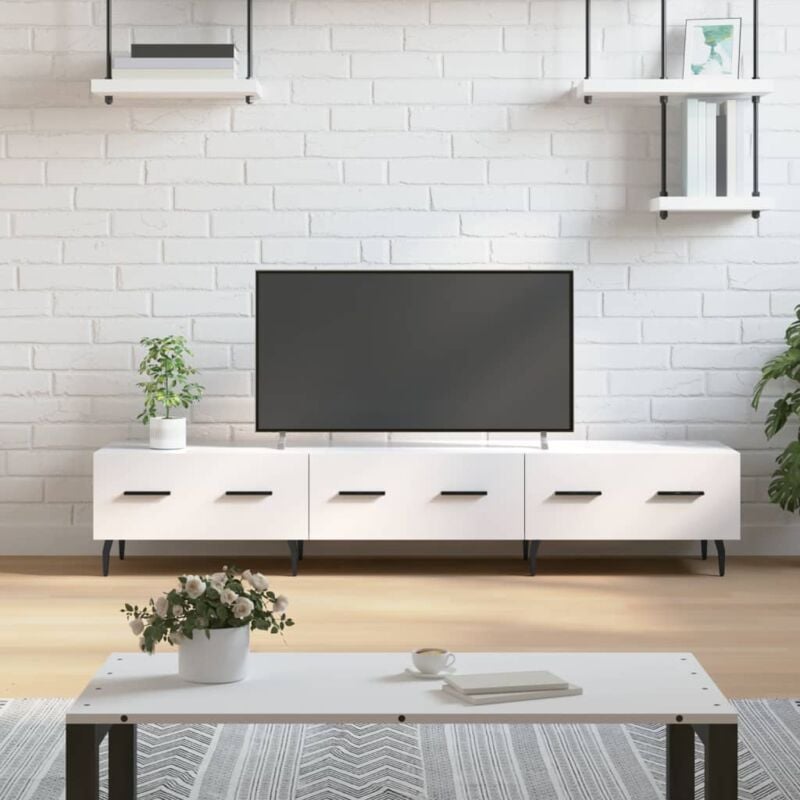 Mobile Porta tv, Armadietti per tv Bianco Lucido 150x36x30 cm in Legno Multistrato vidaXL